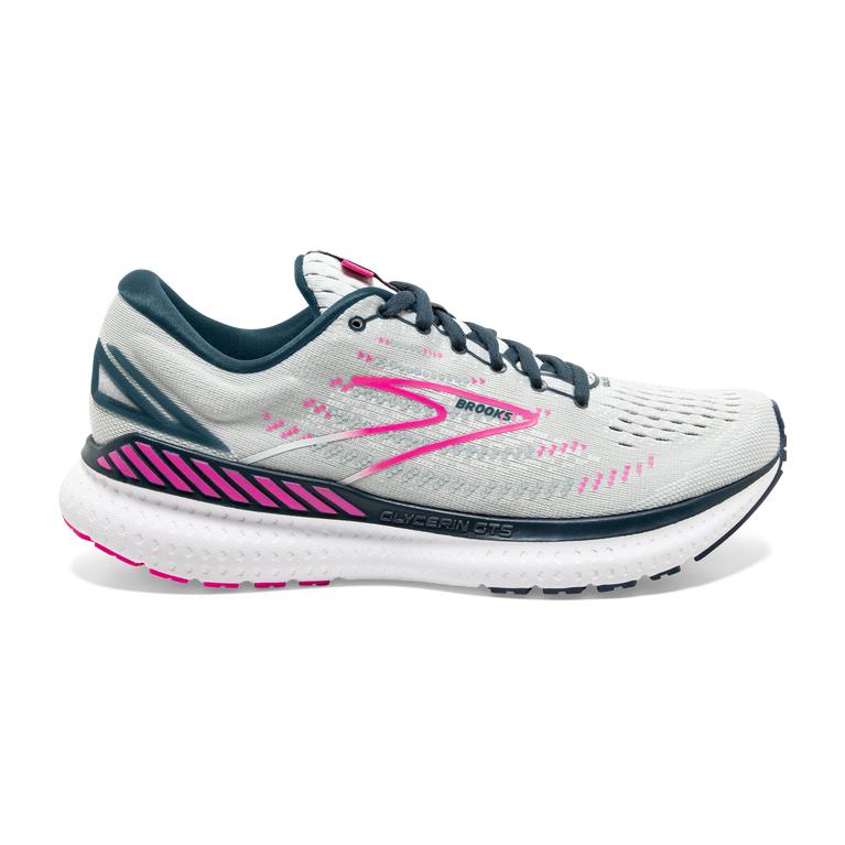 Brooks Women's Glycerin GTS 19 Max-Cushion Road Running Shoes - Ice Flow/Navy/Pink/grey (AGXC95426)